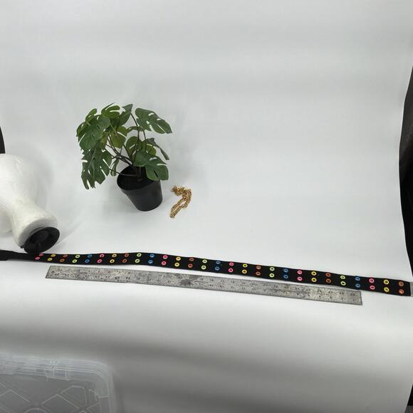 Black Canvas Multicolored Detail Belt Y2K - Picture 3 of 3